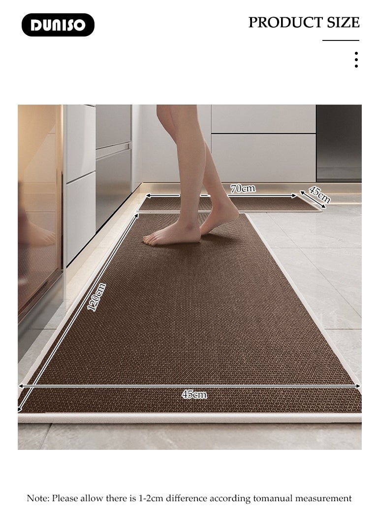 DUNISO 2 Pcs Kitchen Rugs and Mats Washable, Non Skid Rugs for Kitchen, Extra Soft and Absorbent Bath Rugs,Natural Rubber Bottom Kitchen Mat, Braid Jute Kitchen Floor Rug, for Kitchen Carpet in Front of Kitchen Sink（45*70cm/45*120cm） - Image 2