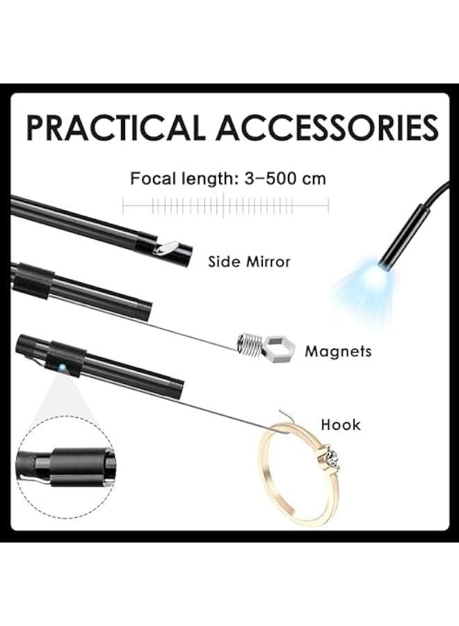 Generic Endoscope Inspection Camera,3 in 1 USB Flexible Rigid Snake Camera,IP67 Waterproof Endoscope Photographic Equipment for Tube Sink Pipe Drain Aircondition Inspection,6 LED Light for Phone Tablet Device  - Image 3