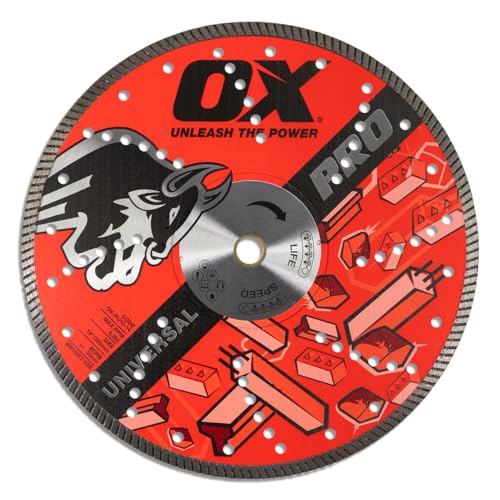 OX Tools Pro 14" Universal Dry/Wet Cutting Diamond Blade for Concrete Saw Cuts Granite, Metal, Natural Stone and Tiles - 20mm - 1 inch Bore, Continuous Turbo Segments, OX-PU10-14 - Image 1