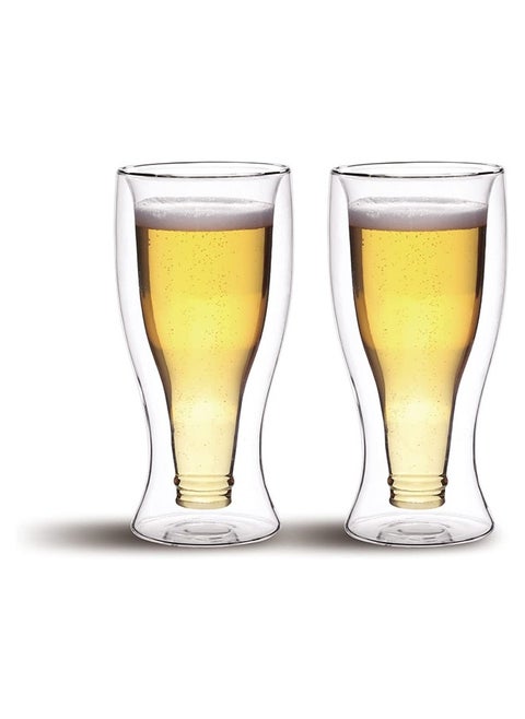 CuisineArt 370ml Set of Two Double Walled Borosilicate Glass for Hot and Cold Drinks 39.5cm