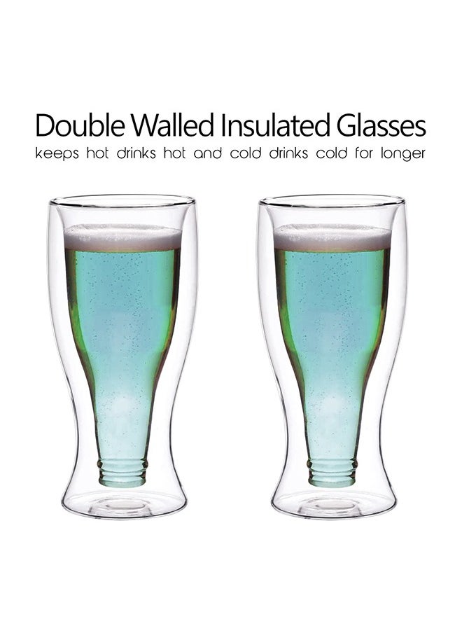 CuisineArt 370ml Set of Two Double Walled Borosilicate Glass for Hot and Cold Drinks 39.5cm