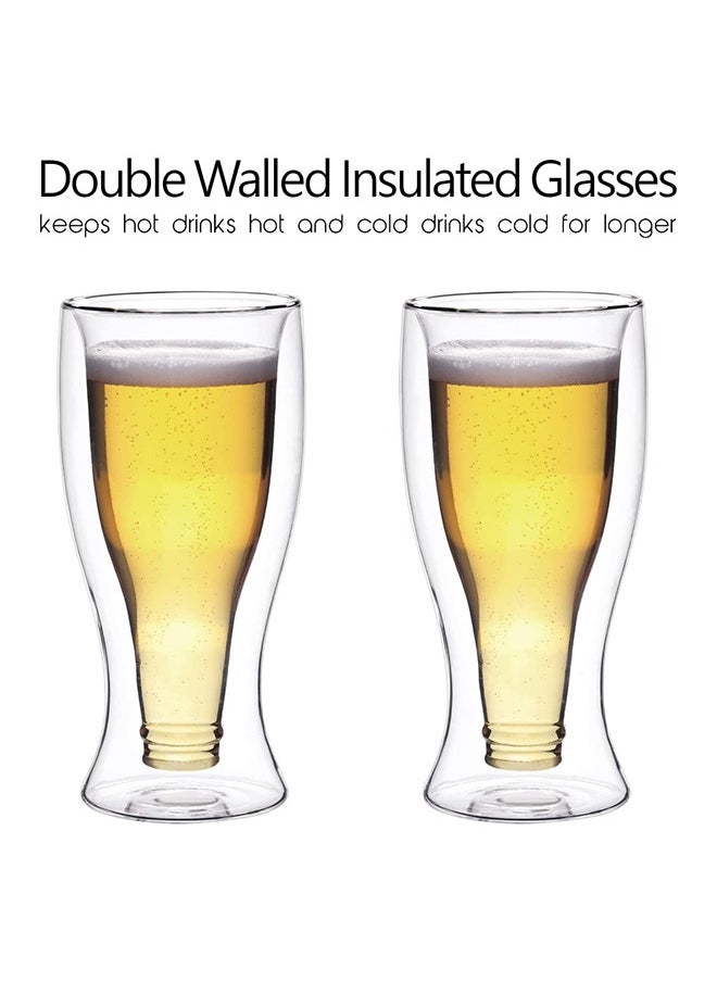 CuisineArt 370ml Set of Two Double Walled Borosilicate Glass for Hot and Cold Drinks 39.5cm
