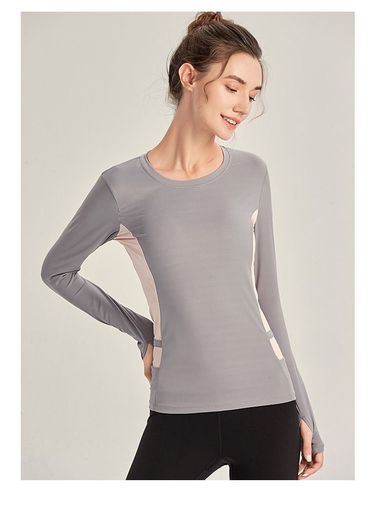 Loquat Fitness Exercise Running Speed Dry T-shirt Yoga Clothing Grey 