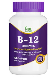 NBL Natural Vitamin B12 Promotes Energy Supports a Healthy Nervous System 1000mcg 100 Softgels  - Image 1