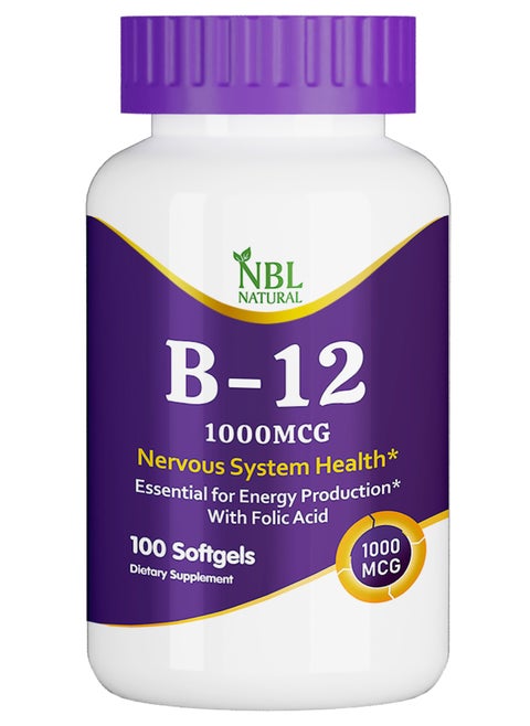 Vitamin B12 Promotes Energy Supports a Healthy Nervous System 1000mcg 100 Softgels