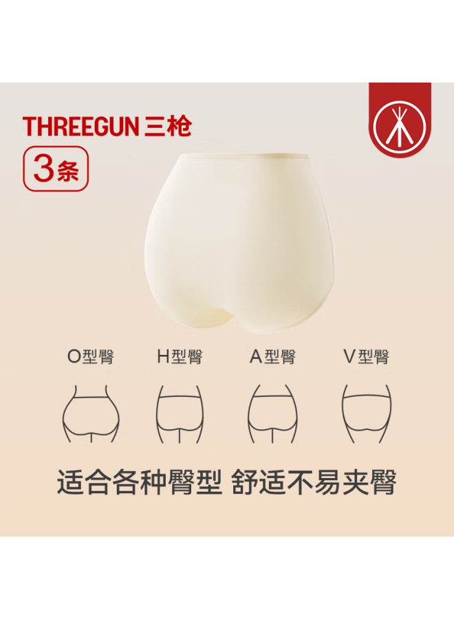 Threegun Women's Underwear 10a Antibacterial Extended Crotch Breathable Shorts A-class Baby Cotton High Waist Women's Briefs 3-pack