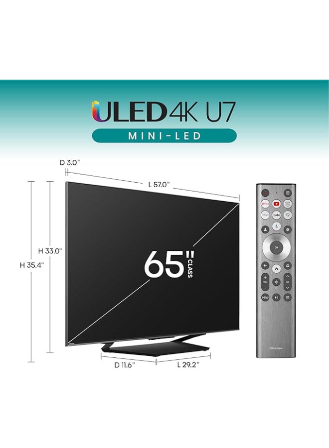 هايسنس تلفاز ذكي 65 بوصة ULED 4K | ميني-LED | QLED | 144 هرتز | دولبي فيجن | HDR 10+ | دولبي أتموس | إضاءة محلية كاملة | صوت 2.1 قناة | جوجل تي في | موديل 2024 | ضمان لمدة سنتين - Image 2