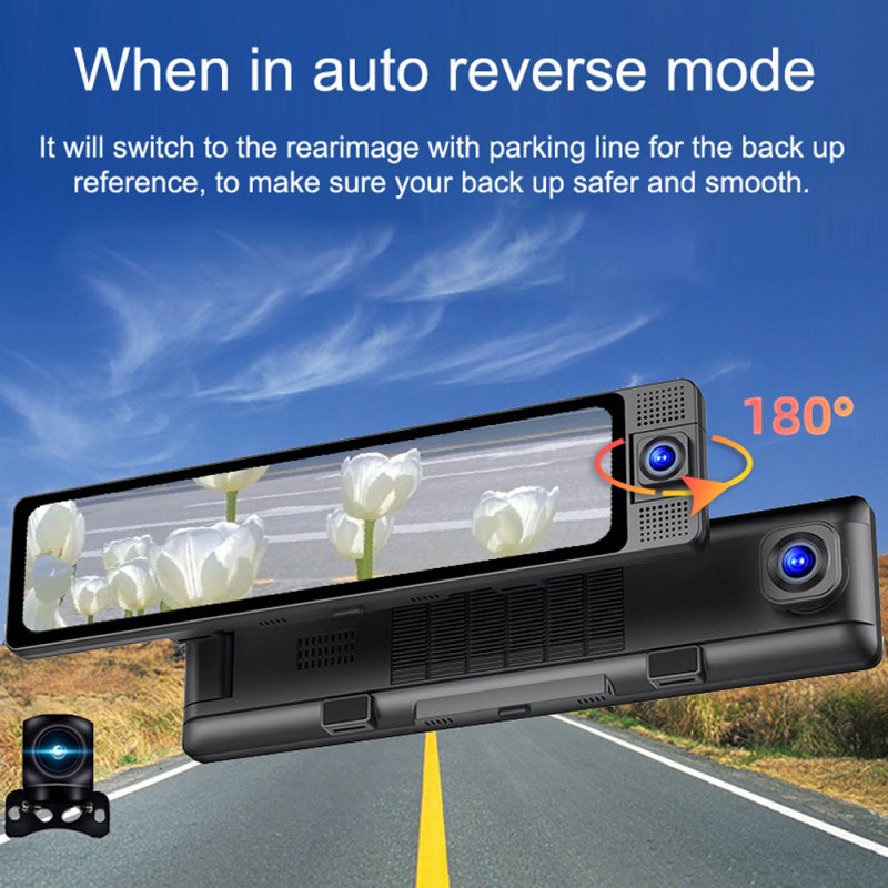 Dash Cam: 3 Cameras Black Wide Angle Car Camera - 24-Hour Parking Monitoring WiFi Connectivity for Auto Driving, Reverse Backup Reference - Image 5
