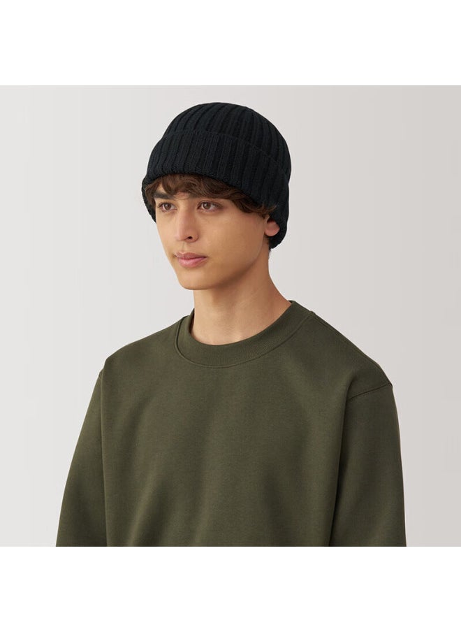 MUJI Muji Wool Blend Ribbed Knit Hat Dbc48a4a Black  - Image 1