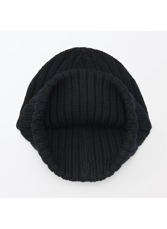 MUJI Muji Wool Blend Ribbed Knit Hat Dbc48a4a Black  - Image 2