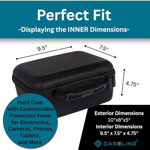 Caseling Hard Case With Customizable Protective Foam - Interior: 9.5" x 7.5" x 4.75" - Lightweight Hard Shell Camera Case with Zipper for GoPro, Camera, Electronics, Cosmetic, Makeup & More - EVA Protection - Image 2