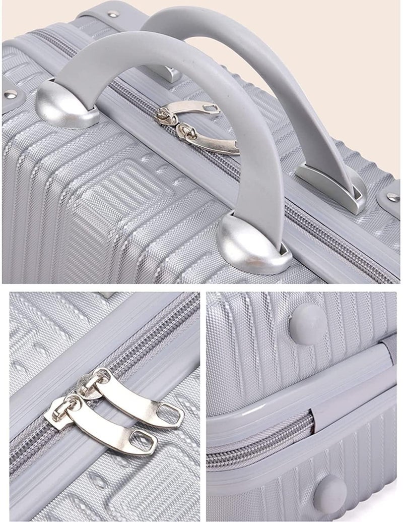 SUNBEET Portable Hard Shell Cosmetic Travel Case, Small Travel Hand Luggage with Elastic Band, Mini ABS Carrying Makeup Case Suitcase (Grey) - Image 4