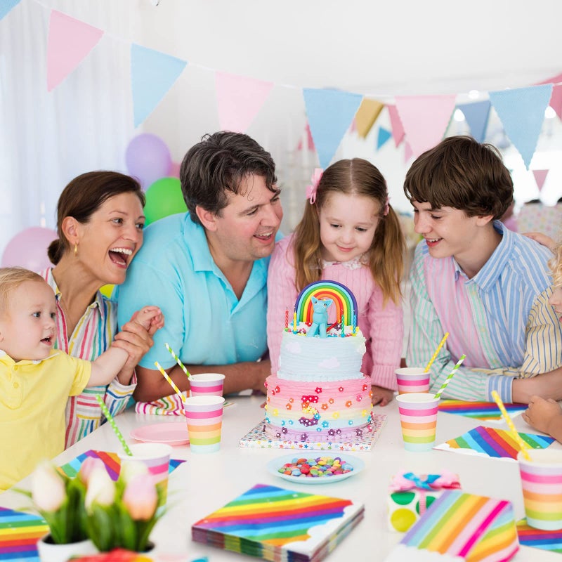 Hotop 50 Pcs Glow Party Napkins Neon Birthday Rainbow Disposable Paper Napkins Musical Leaf Soccer Party Decorations Supplies(Rainbow) - Image 5