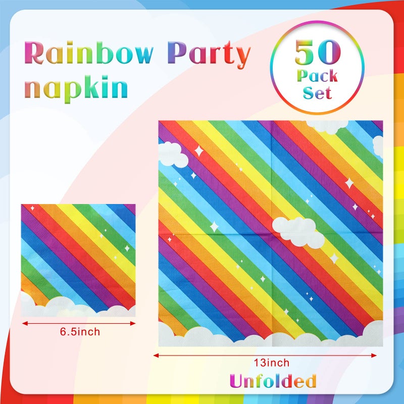 Hotop 50 Pcs Glow Party Napkins Neon Birthday Rainbow Disposable Paper Napkins Musical Leaf Soccer Party Decorations Supplies(Rainbow) - Image 3