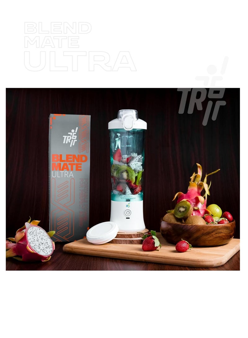 TR6 TR6 Blendmate Ultra Waterproof Portable Blender for Juices, Shakes & Smoothies – 230W Motor, 4000mAh Battery, Pulse Mode, LED Lights, 600ml Convertible Jar, Inbuilt Sipper & Carry Handle (White) - Image 2