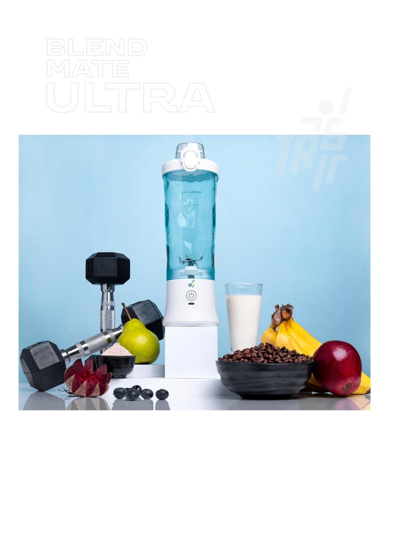 TR6 TR6 Blendmate Ultra Waterproof Portable Blender for Juices, Shakes & Smoothies – 230W Motor, 4000mAh Battery, Pulse Mode, LED Lights, 600ml Convertible Jar, Inbuilt Sipper & Carry Handle (White) - Image 3