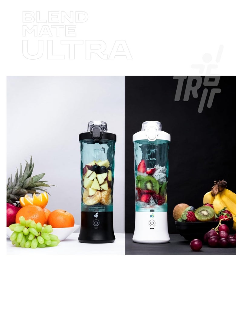 TR6 TR6 Blendmate Ultra Waterproof Portable Blender for Juices, Shakes & Smoothies – 230W Motor, 4000mAh Battery, Pulse Mode, LED Lights, 600ml Convertible Jar, Inbuilt Sipper & Carry Handle (White) - Image 4