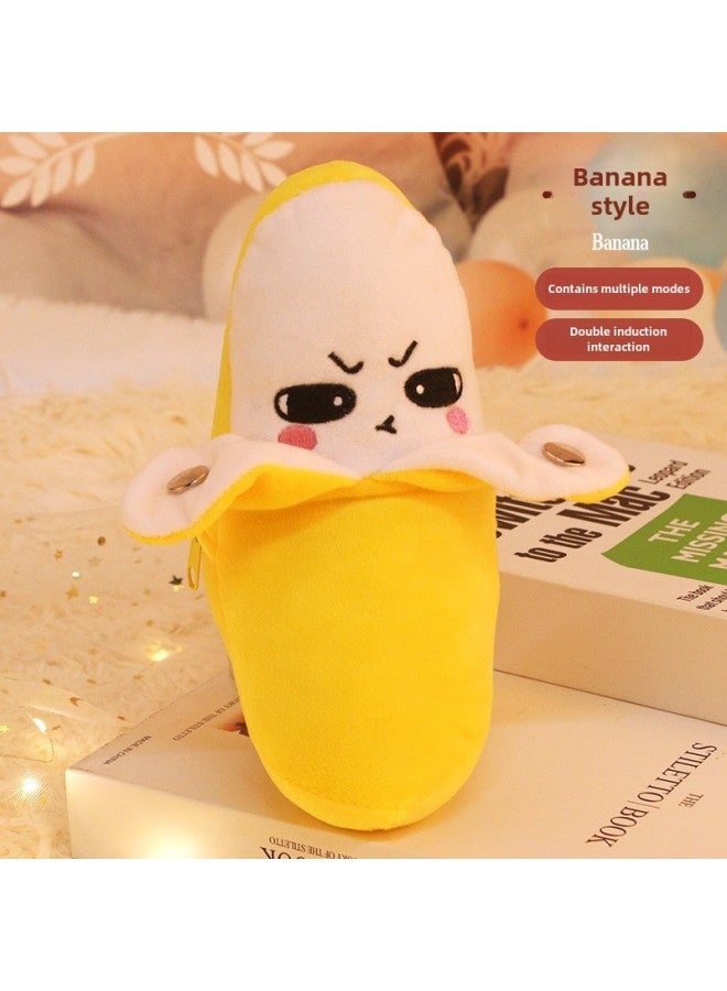 Banana Fruit Induction Beat Piano Creative Strange Music Parent-Child Interactive Doll Plush Toy-Color:Banana Beat Piano 【3 Rechargeable Battery Charger】】-Height:22cm 【opp Bag】】 - Image 1