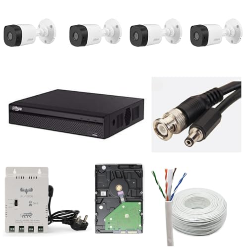 Dahua 2MP HD CCTV Camera Full Set, 4 Bullet, 4 Channel DVR, 4 Channel JK Vision Power Supply, 1TB Hard Disk, 90 Meter Cable, BNC/DC Connector - Image 1