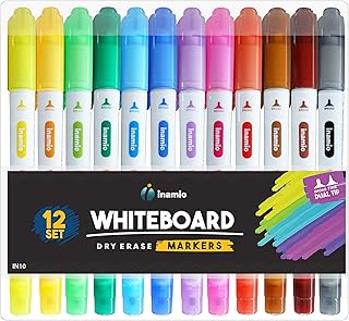 Inamio Inamio Dry Erase Markers for Whiteboard - Dual Tip, Medium and Fine Point Ã¢â‚¬â€œ Ultra Fine Tip Dry Erase Markers,  - Image 1