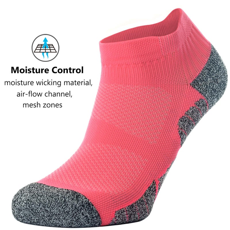 CWVLC Unisex Cushioned Compression Athletic Ankle Socks Multipack, 6-pairs Charcoal Watermelon White, L (10.5-13 W US/ 9-11.5 M US) - Image 5