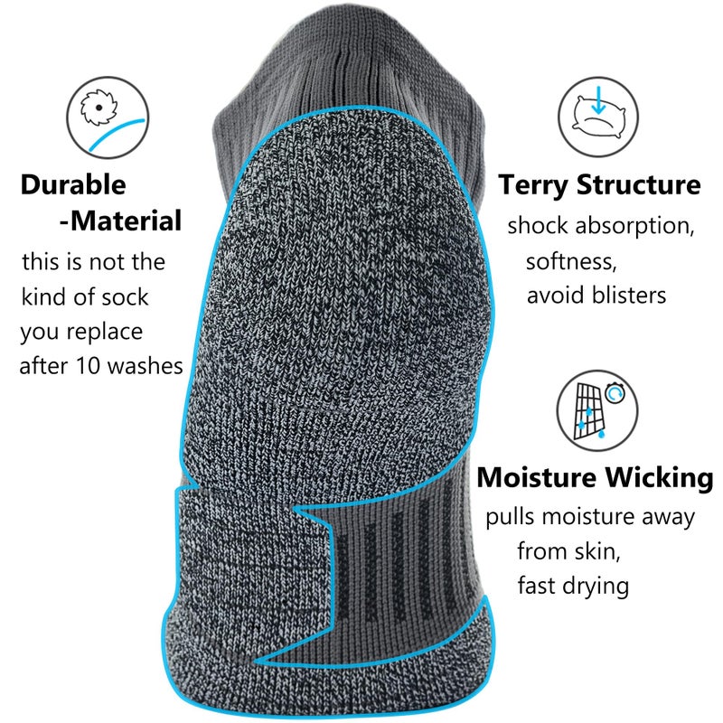 CWVLC Unisex Cushioned Compression Athletic Ankle Socks Multipack, 6-pairs Charcoal Watermelon White, L (10.5-13 W US/ 9-11.5 M US) - Image 4