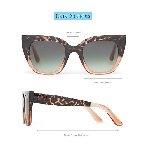 TOMS Traveler Women's Sydney Oversized Sunglasses in Blonde Tort Apricot Crystal Fade with a Deep Olive Gradient Lens - Image 2