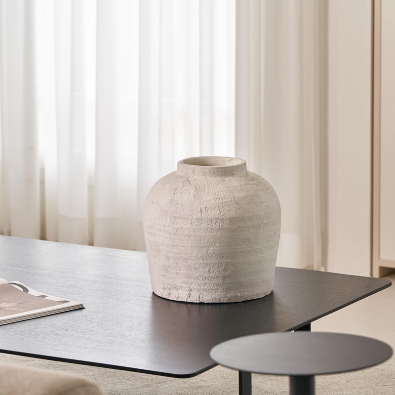 LB2 White Ceramic Large Vase, 11" Tall Zen Style vase, Terra Cotta Pitcher, Distressed Farmhouse Decor, Pottery Decorative Flower for Home Decor (B - White 11") - Image 3