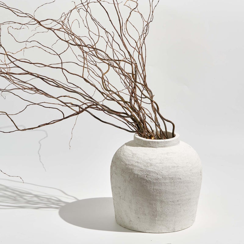 LB2 White Ceramic Large Vase, 11" Tall Zen Style vase, Terra Cotta Pitcher, Distressed Farmhouse Decor, Pottery Decorative Flower for Home Decor (B - White 11") - Image 2