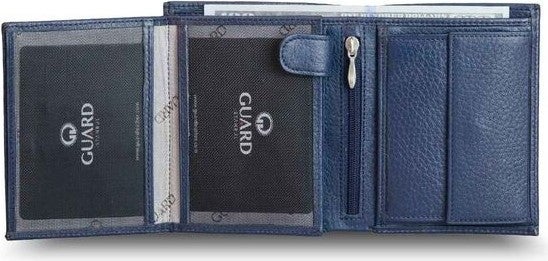 Bead Guard Multi-Compartment Vertical Navy Blue Leather Men's Wallet  - Image 4