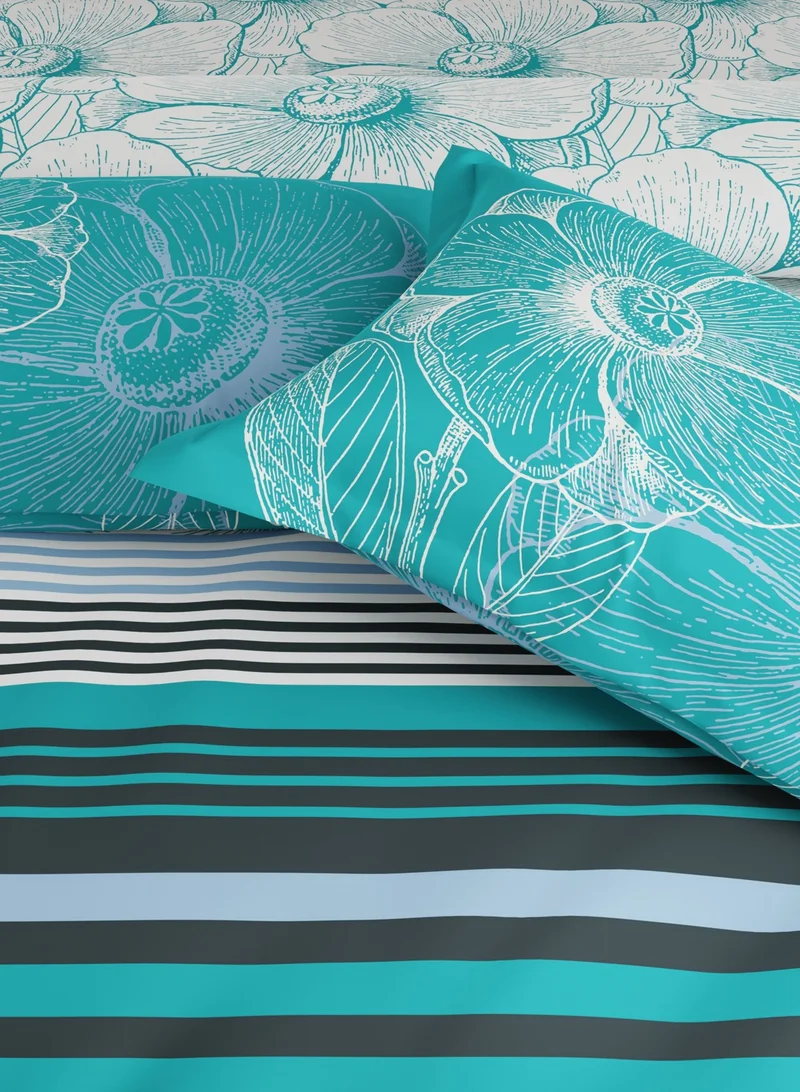 UNITED COLORS OF BENETTON United Colors of Benetton Rainbow 210 TC Super King Bedsheet with 2 Pillow covers Teal