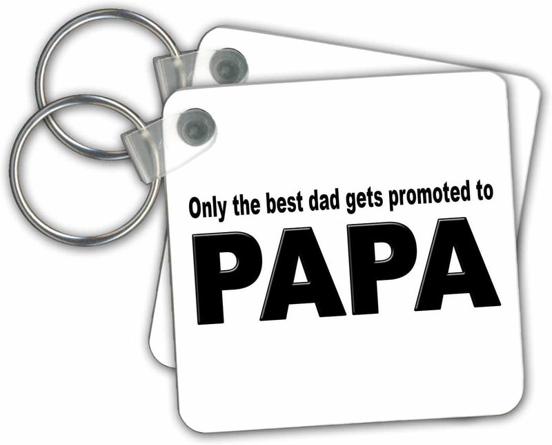 3dRose Only the best dad gets promoted to papa  Key Chains 225 x 45 inches set of 2 kc_161122_1 - Image 1