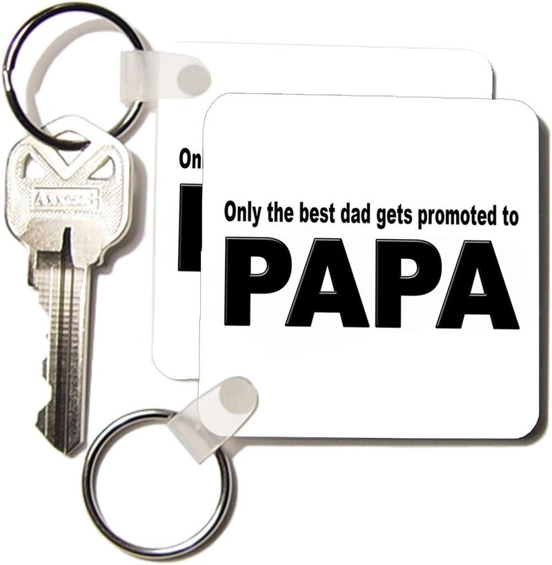 3dRose Only the best dad gets promoted to papa  Key Chains 225 x 45 inches set of 2 kc_161122_1 - Image 2