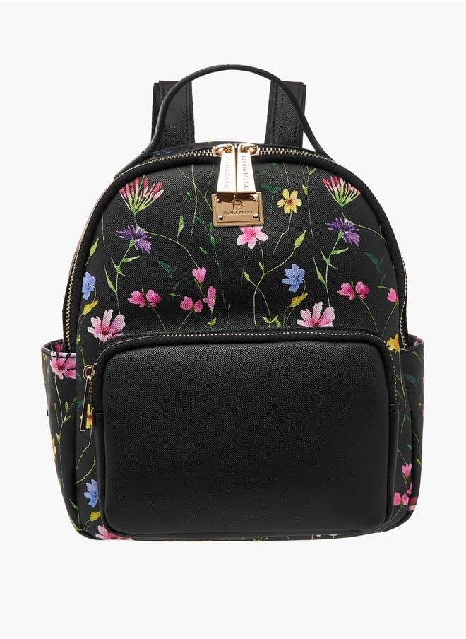 Flora Bella By Shoexpress Women Monogram Print Backpack with Adjustable Straps and Zip Closure - 23x12x26 cm  - Image 1