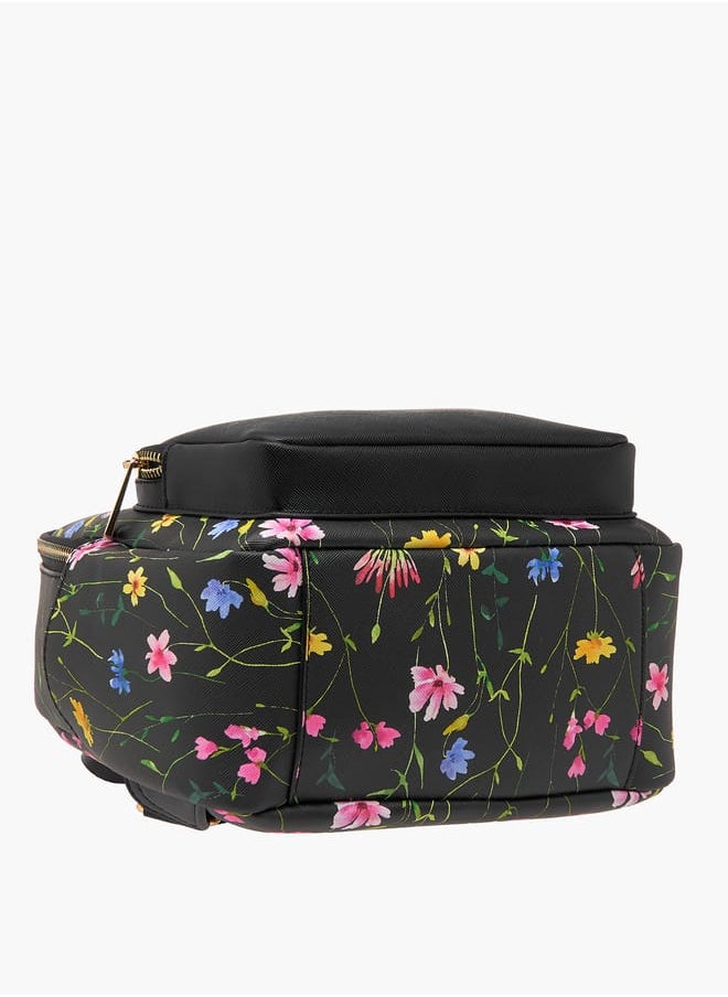 Flora Bella By Shoexpress Women Monogram Print Backpack with Adjustable Straps and Zip Closure - 23x12x26 cm  - Image 5