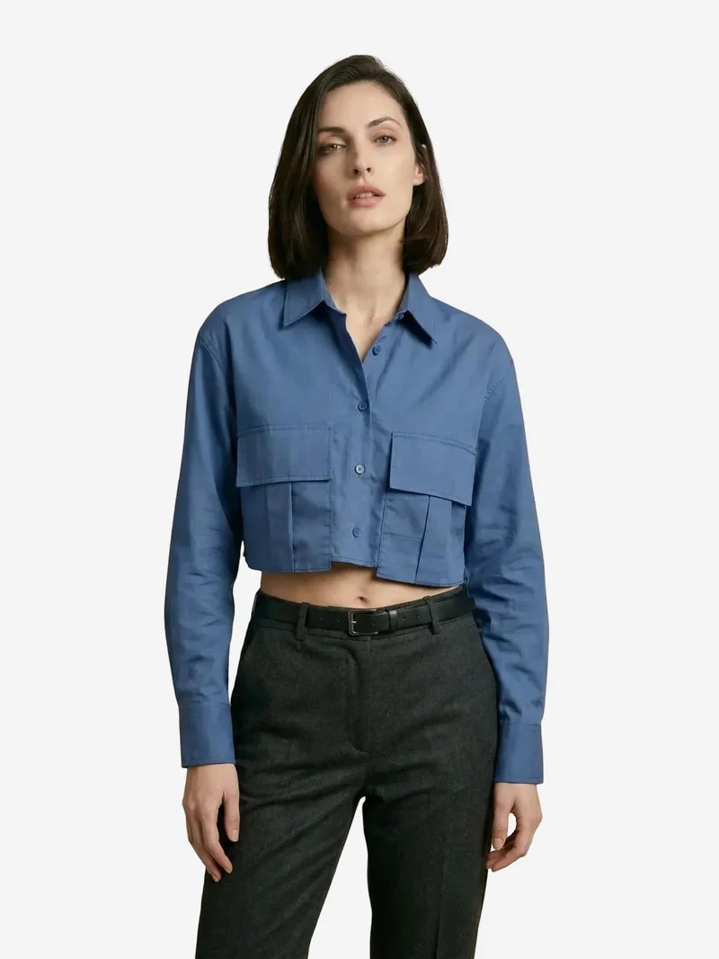 ماي فاشن MY FASHION Cotton Poplin Crop Shirt