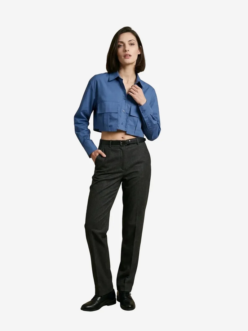 ماي فاشن MY FASHION Cotton Poplin Crop Shirt