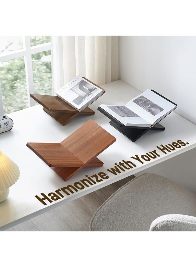 DECORANY Solid Wooden Book Stand for Desktop Display & Reading –15.7" x 9.4" x 5.7” Extra Large Wood Open Book Holder for Cookbook, Bible, Recipe, Textbook, Magazine (Solid Black Finish Wood) - Image 3