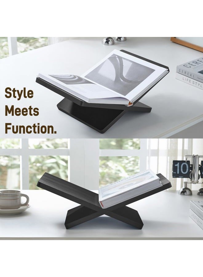 DECORANY Solid Wooden Book Stand for Desktop Display & Reading –15.7" x 9.4" x 5.7” Extra Large Wood Open Book Holder for Cookbook, Bible, Recipe, Textbook, Magazine (Solid Black Finish Wood) - Image 5