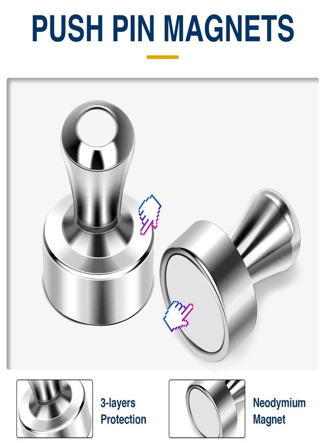 MIKEDE Fridge Magnets for Whiteboard, 30 Pcs Push Pin Magnets for Refrigerator, Strong Neodymium Refrigerator Magnets for Kitchen, Office, Classroom etc, Perfect for Whiteboard Magnets - Image 2