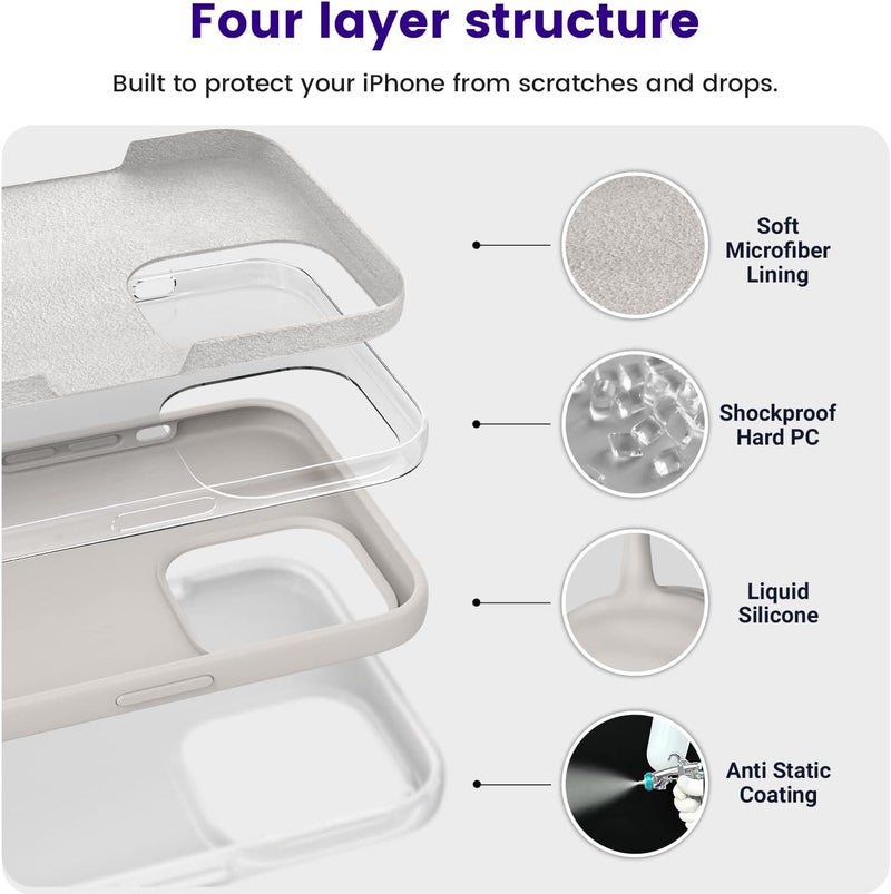 OTOFLY Designed for iPhone 14 Pro Max Case, Silicone Shockproof Slim Thin Phone Case for iPhone 14 Pro Max 6.7 inch (Stone) - Image 3