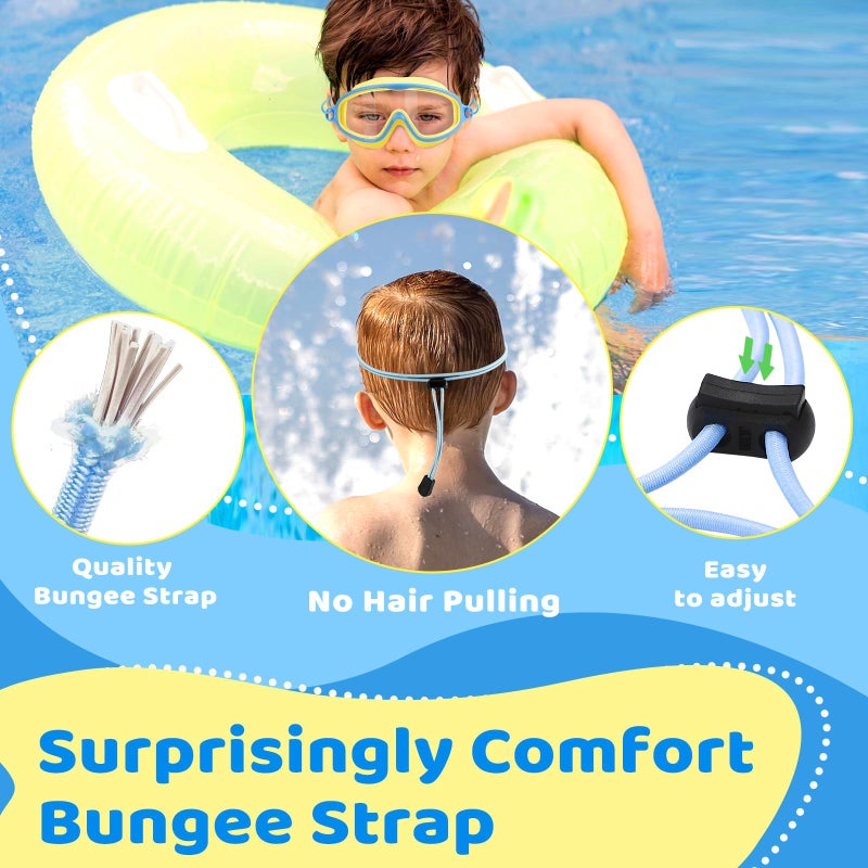 Vvinca Kids-Swim-Goggles with Bungee Strap Wide View Anti Fog UV Swimming Mask Pool Goggle for 3-14 Toddlers Girls Boys - Image 3