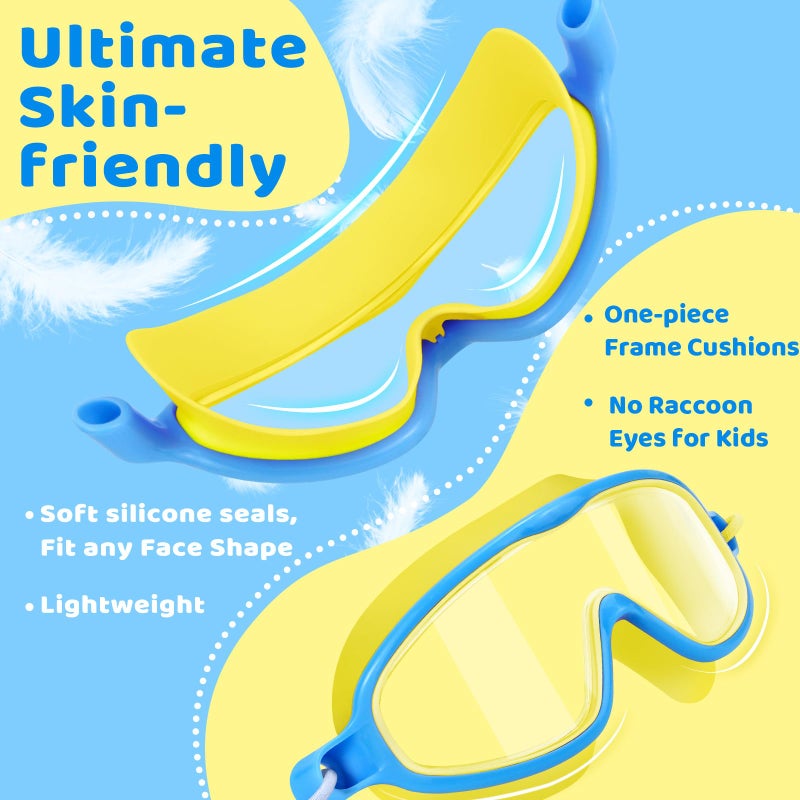 Vvinca Kids-Swim-Goggles with Bungee Strap Wide View Anti Fog UV Swimming Mask Pool Goggle for 3-14 Toddlers Girls Boys - Image 5