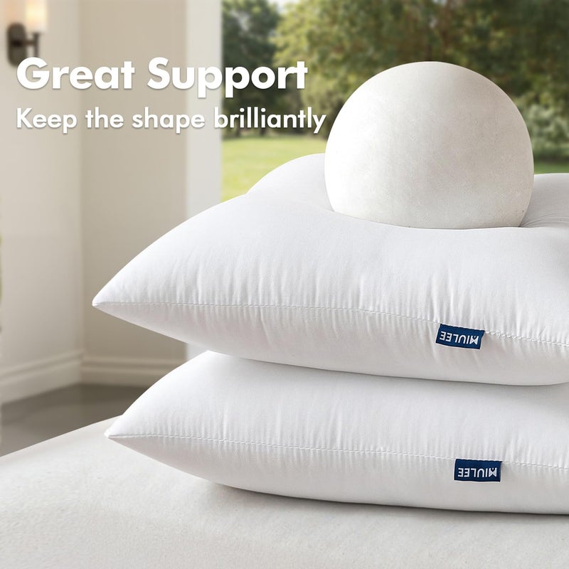 MIULEE Pack of 2 18x18 Outdoor Pillow Inserts, Outdoor Throw Pillows Water-Resistant Decorative Premium Square Pillow Stuffer Sham for Porch Swing Couch Sofa Cushion Patio Furniture - Image 4