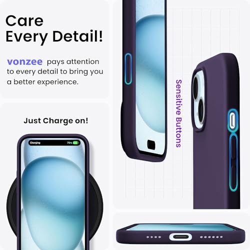 DIZORO Protective Case Compatible for iPhone 15 Case 6.1, Slim Liquid Silicone 3 Layers Full Covered Soft Gel Rubber Phone Case Protective Cover 6.1 Inch (DEEP Purple) - Image 5