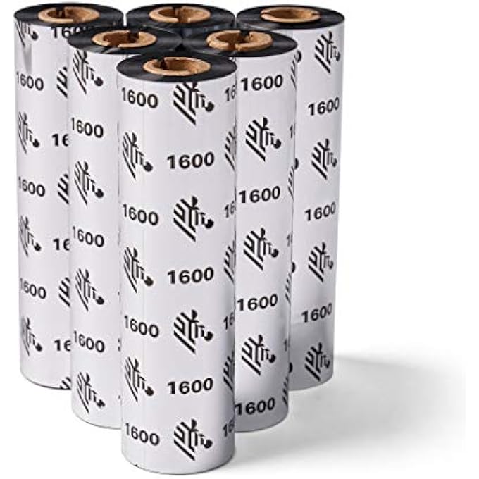 ZEBRA ZEBRA - STANDARD BLACK WAX RIBBON FOR THERMAL TRANSFER DESKTOP PRINTERS - WIDTH 4.33 IN, LENGTH 242 FT, 0.5 IN CORE - 6 ROLLS - Image 1