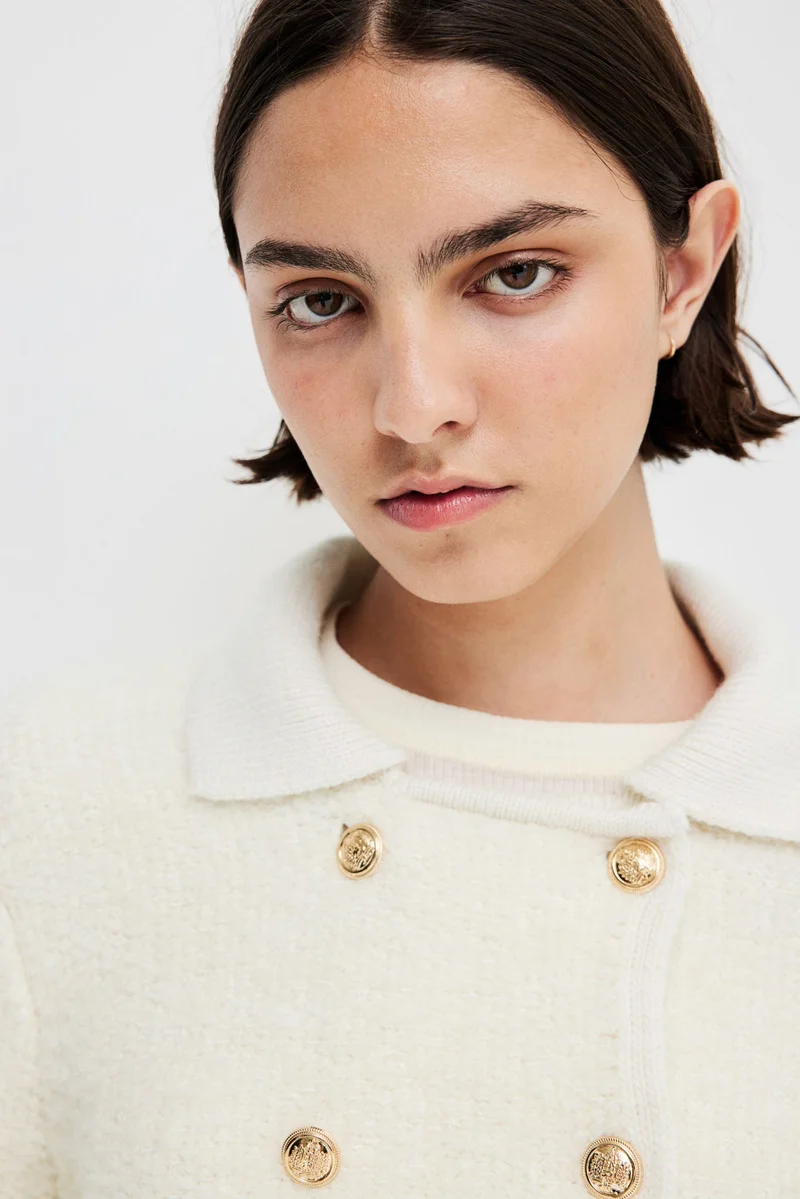 H&M Double-breasted bouclé cardigan