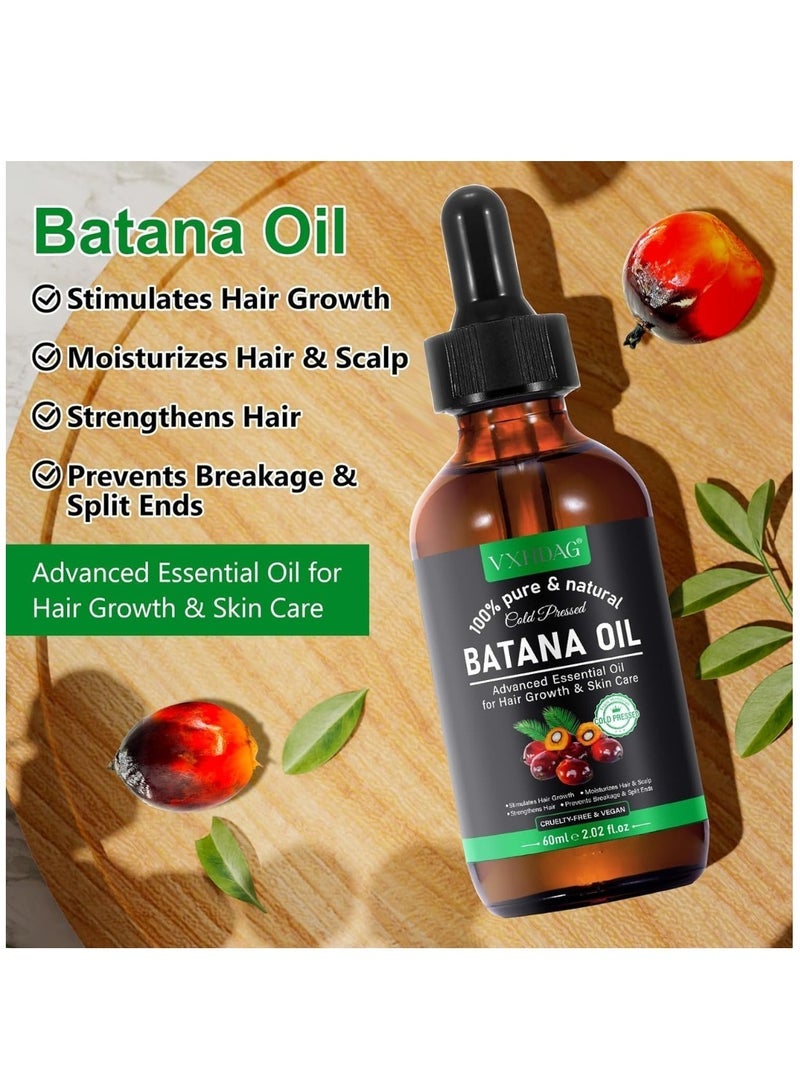 VXHDAG 60ml Natural Batana Oil for Hair Care Hair Conditioner Oil for Thin Hair Repair Damaged Hair Nourishes Thin Hair Scalp Skin and Loss Hair Growth Fit for All Hair Types Raw Batana Oil - Image 4