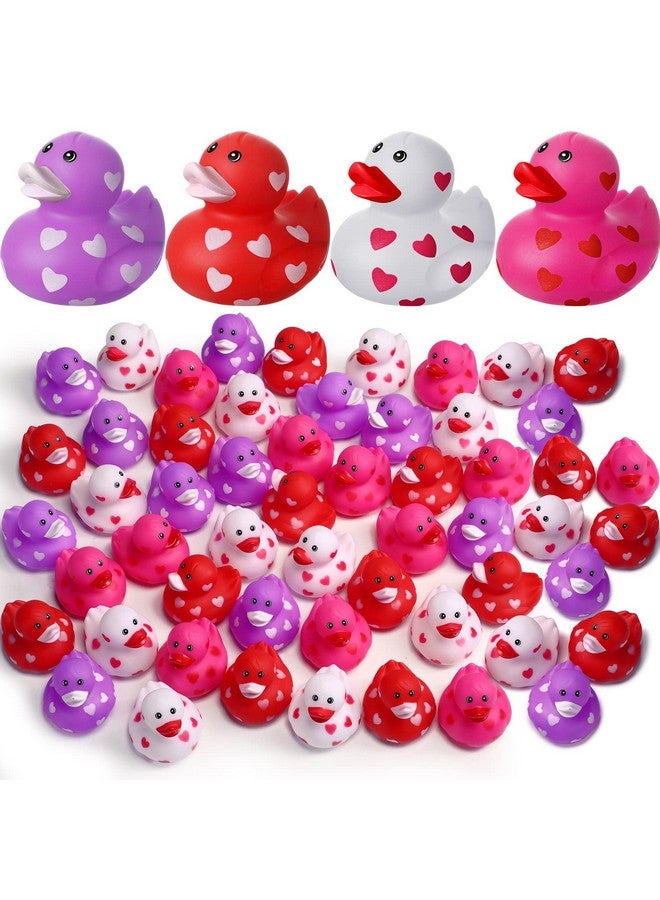 Jerify 2 Inch Valentine Rubber Duckies 12 24 48 Packs Valentine‘s Day Heart Ducks Small Tiny Rubber Ducks for Pool Bathtub Toys Party Favors Decorations Classroom Prizes Exchange Gifts (72 Pcs) - Image 1