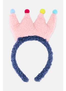 Lefties Kids Girl Faux Fur Antennae Crown Headband, Blue/Pink Combo  - Image 1